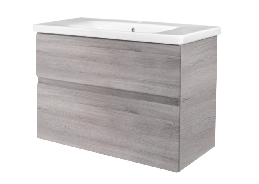 BD - Quick-Grey-Greeploos meubel onderkast + wastafel 65 cm Grijs-Eiken