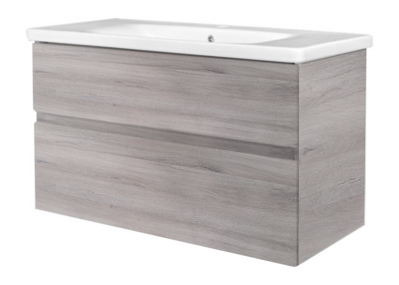BD - Quick-Grey-Greeploos meubel onderkast + wastafel 100 cm Grijs-Eiken