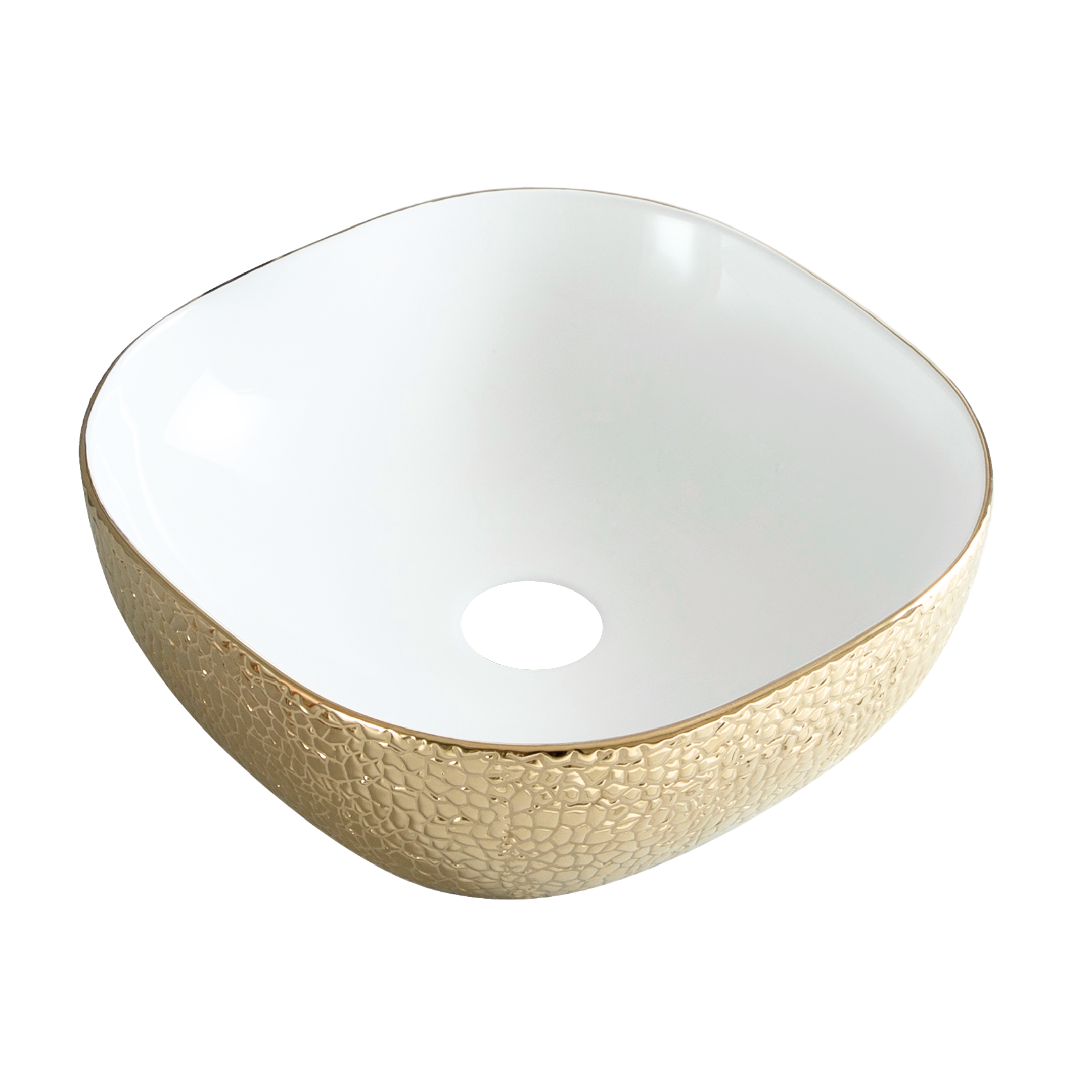 BD - Royal-Gold krokodil motief opbouw-waskom Goud / Glans-Wit