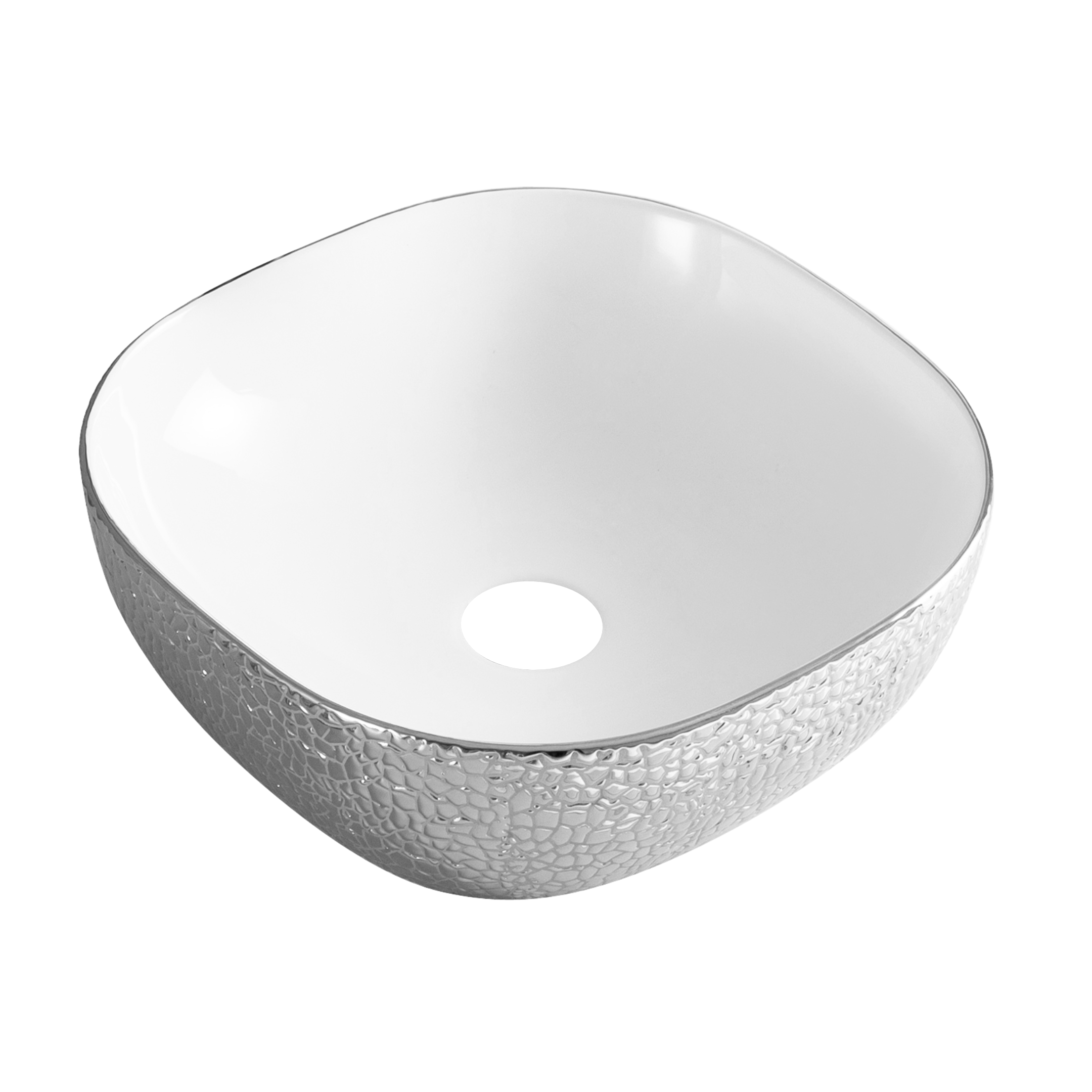 BD - Royal-Zilver krokodil motief opbouw-waskom Zilver / Glans-Wit