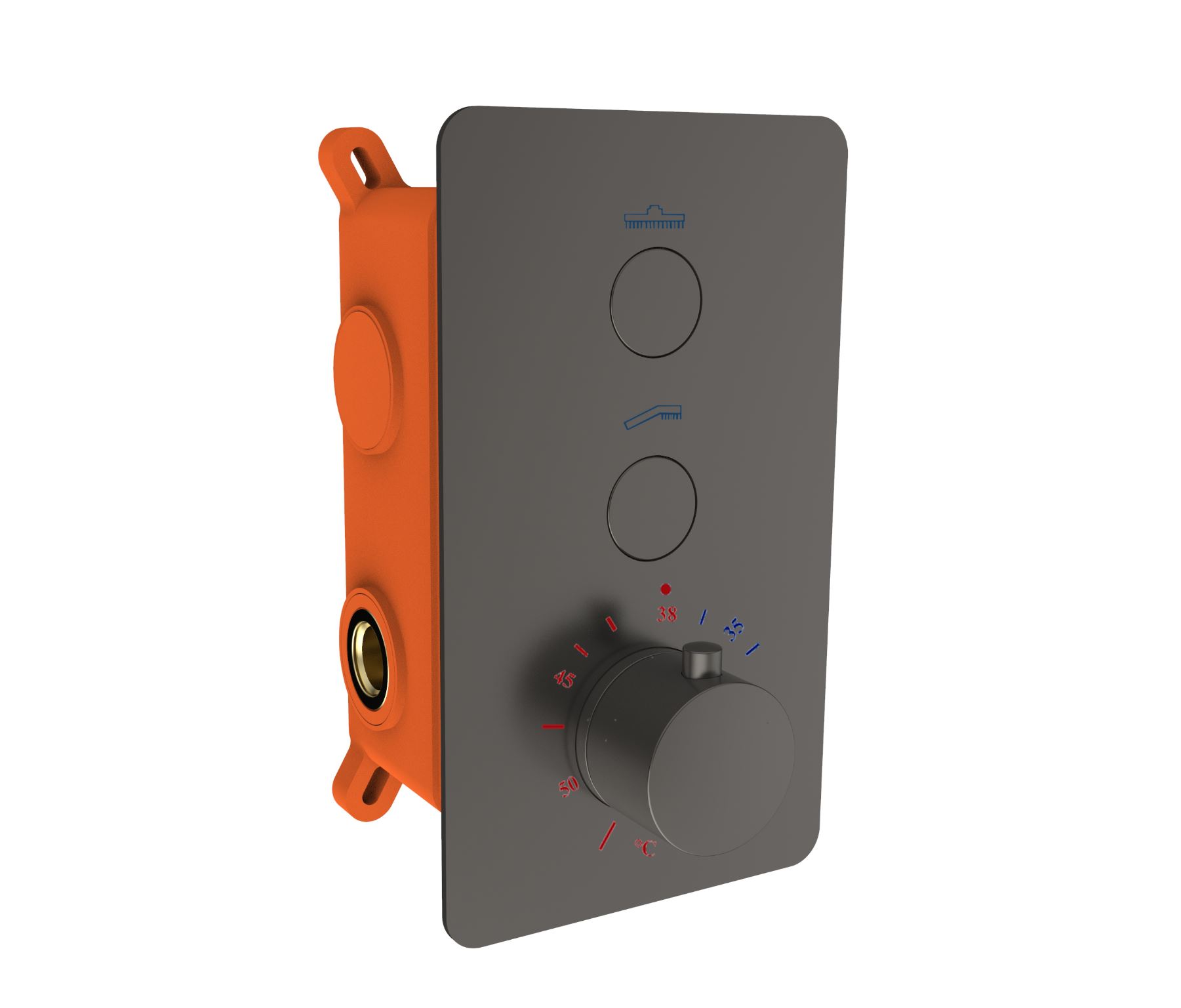 BD - Clic-Moya inbouwthermostaat & inb.box 2-weg 1/2 gunmetal