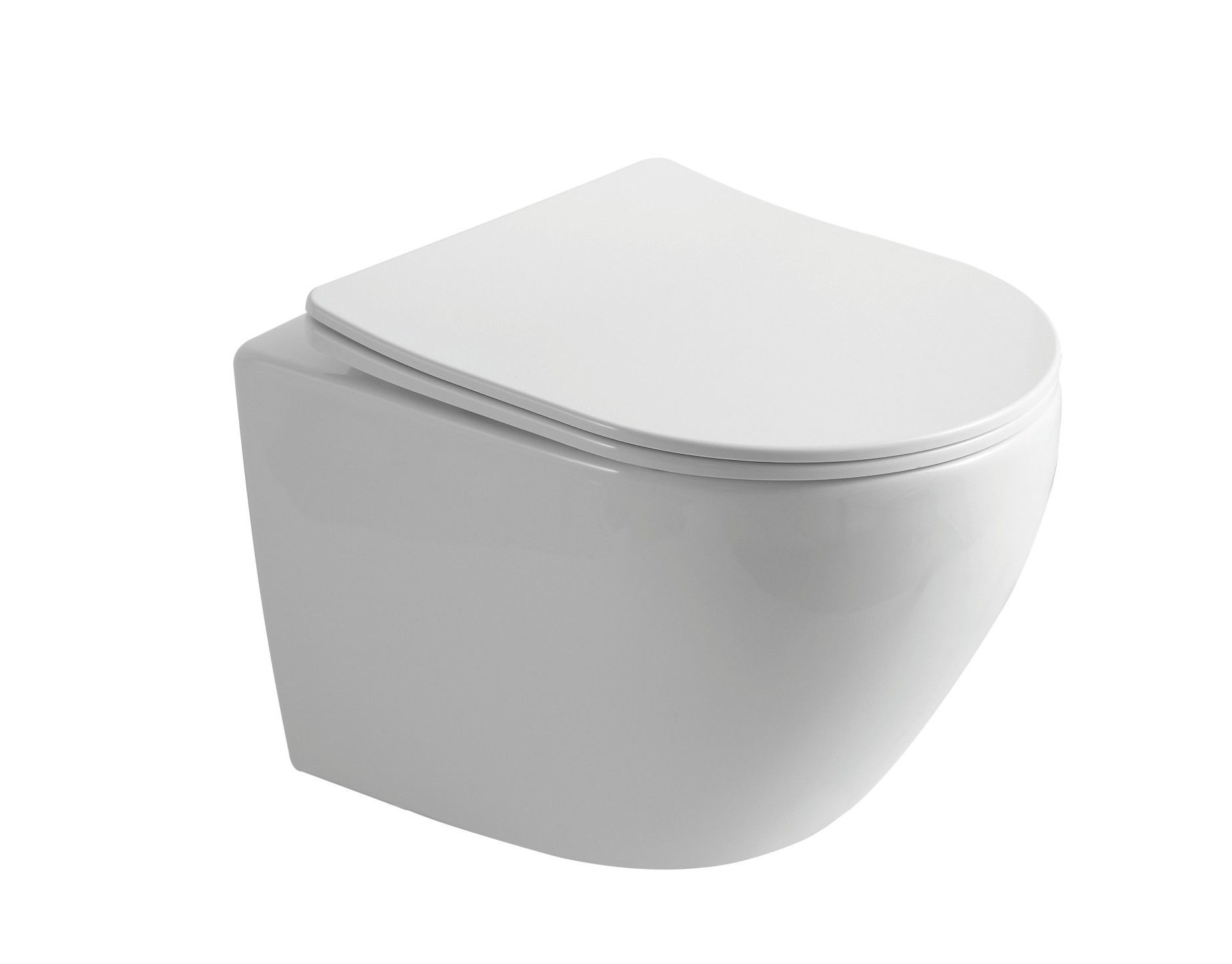 BD - Lavina-49 wandcloset zonder-spoelrand incl.zitting Glans-Wit