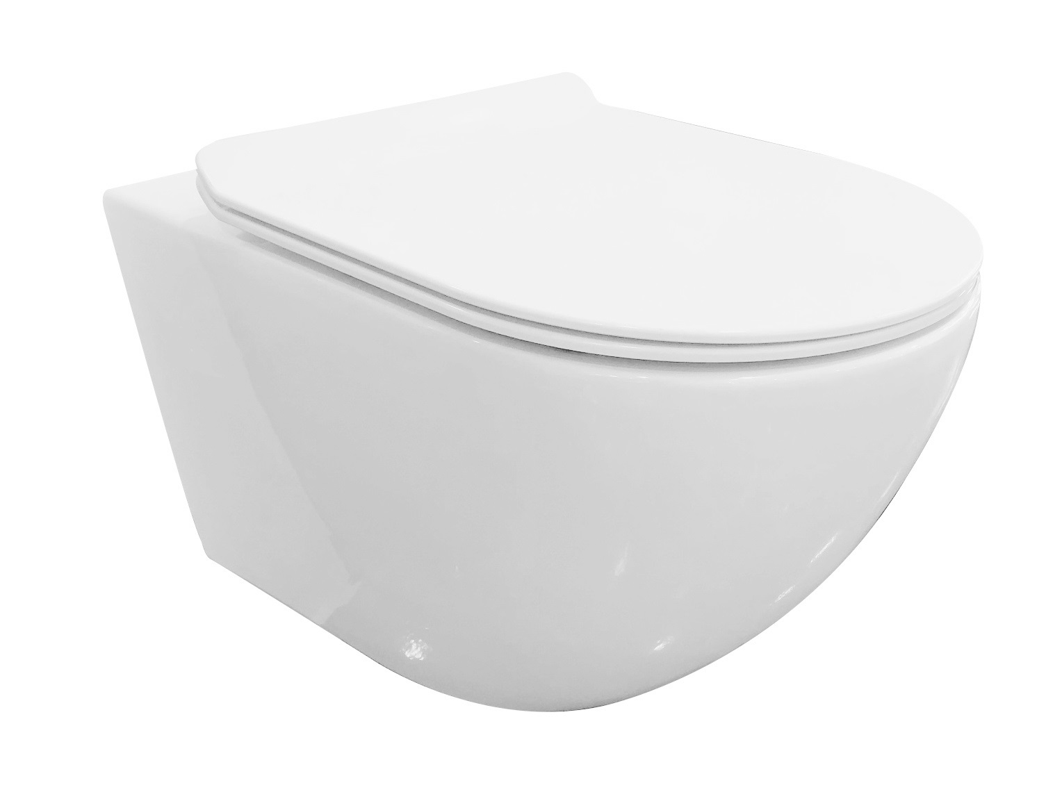 BD - Guliano-55 wandcloset zonder-spoelrand incl. zitting Glans-Wit