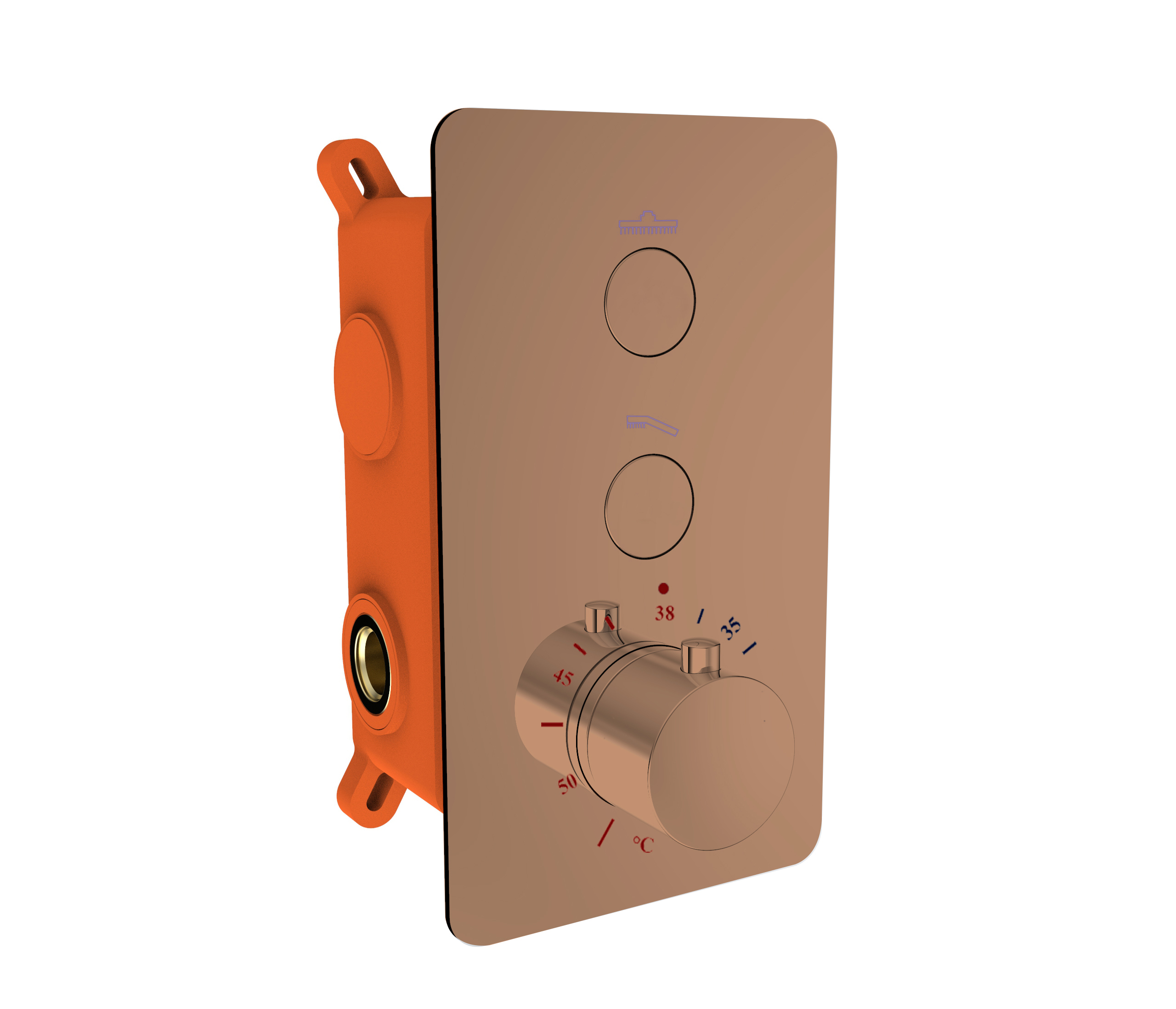 BD - Clic-Dijon inbouwthermostaat & inb.box 2-weg 1/2 Sunny Bronze