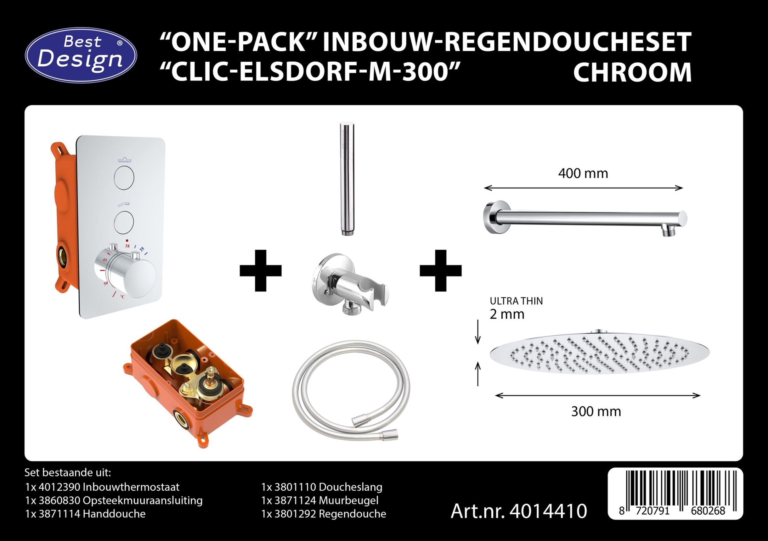 BD - One-Pack inbouw-regendoucheset Clic-Elsdorf-M-300
