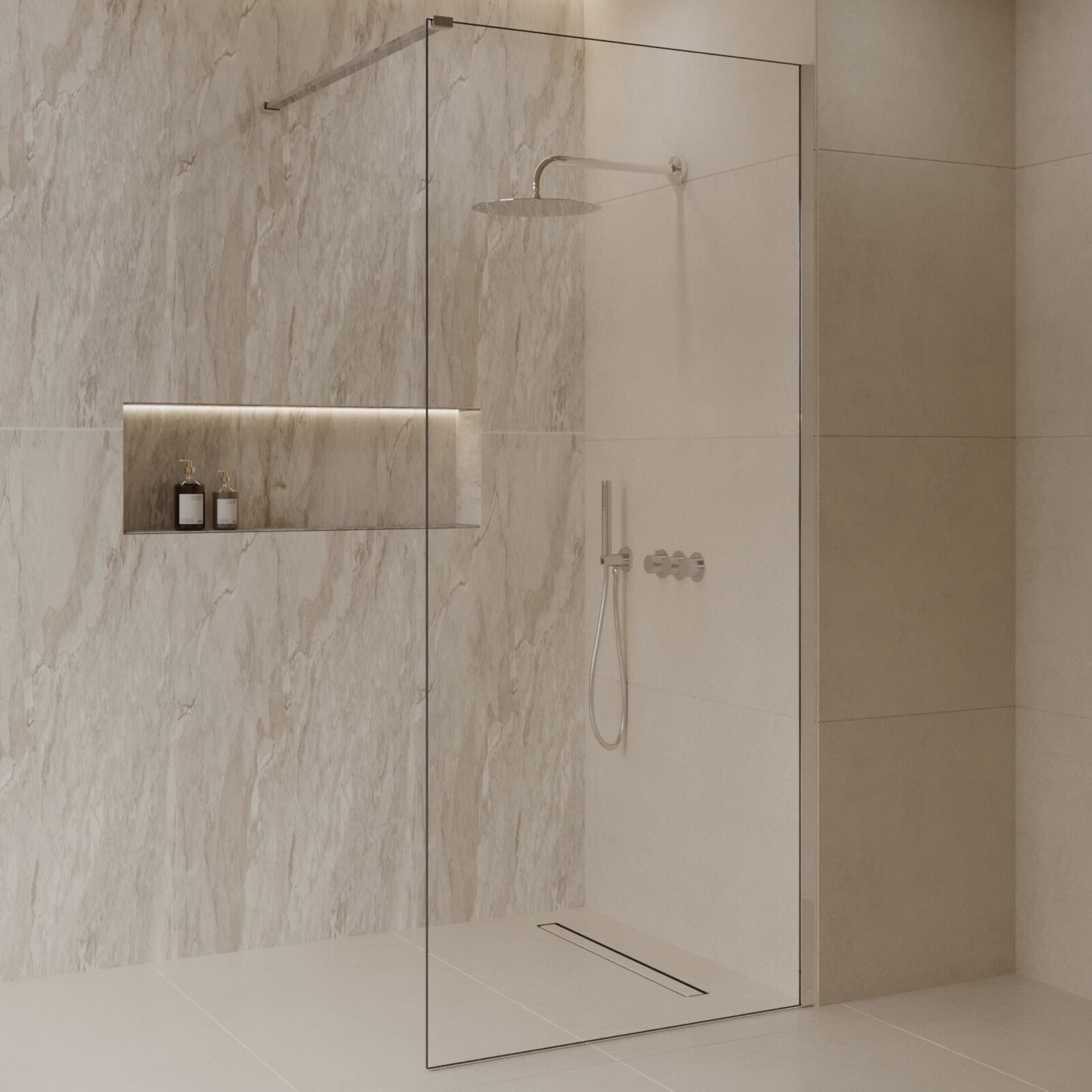 BD - Dalis -900-Chroom' inloopdouche NANO 8mm glas