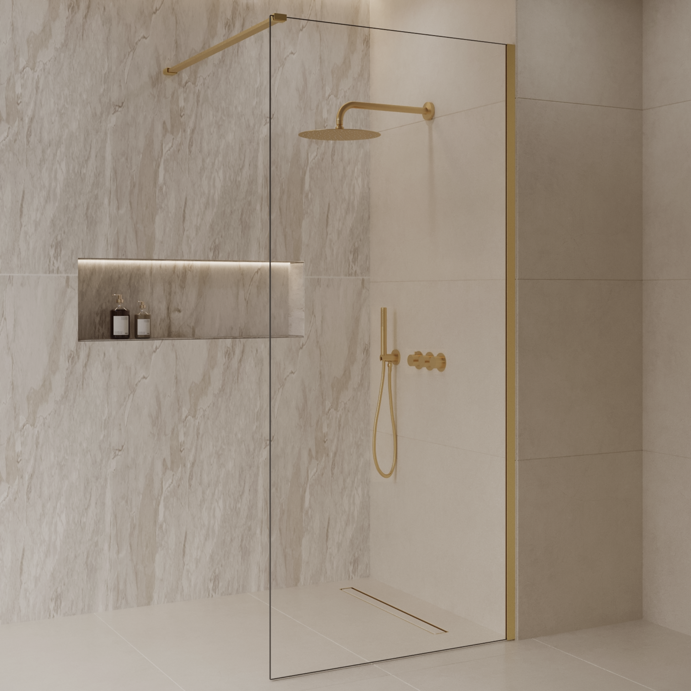 BD - Dalis -1100-Nancy' inloopdouche NANO 8mm glas mat-goud