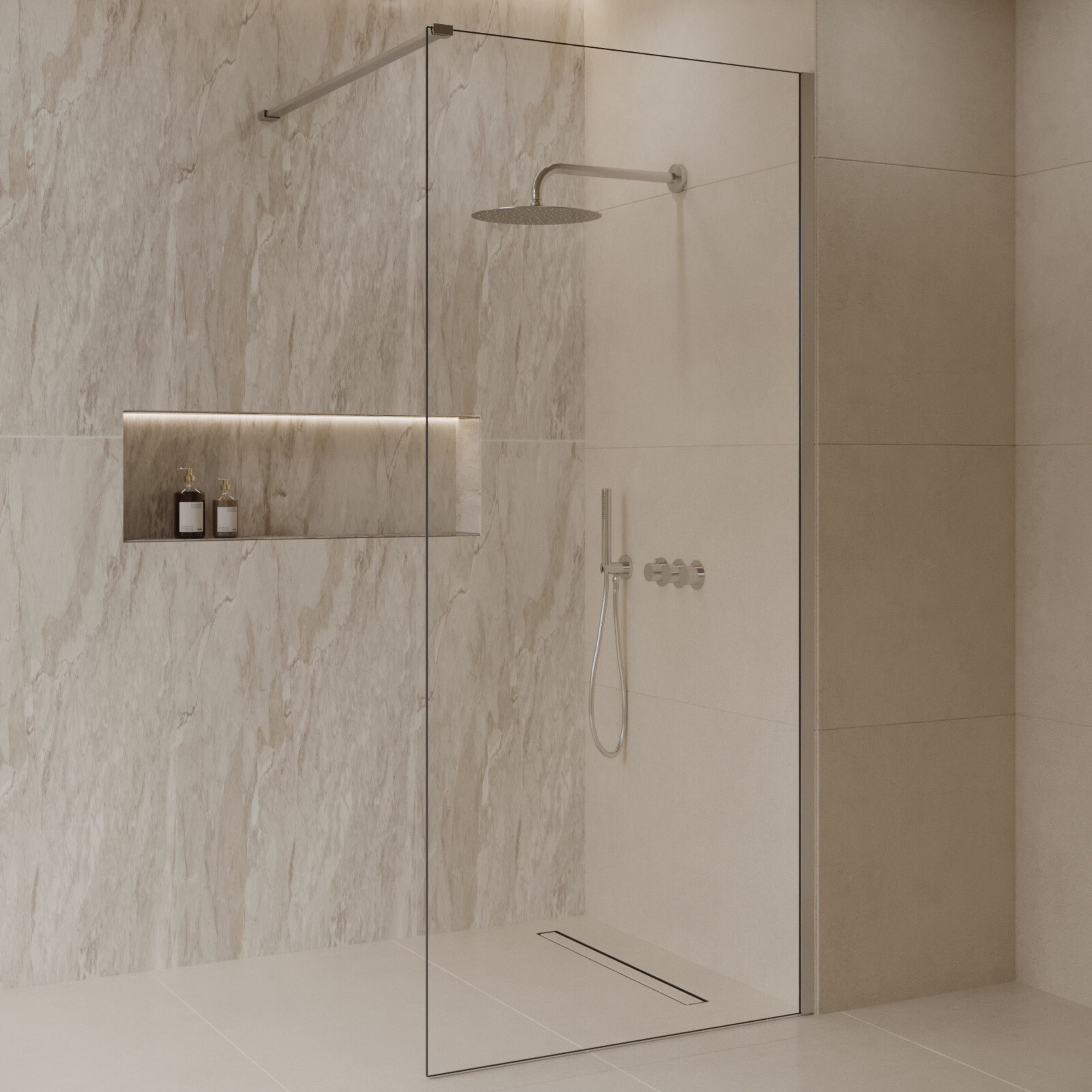 BD - Dalis -1000-Ore' inloopdouche NANO 8mm glas RVS