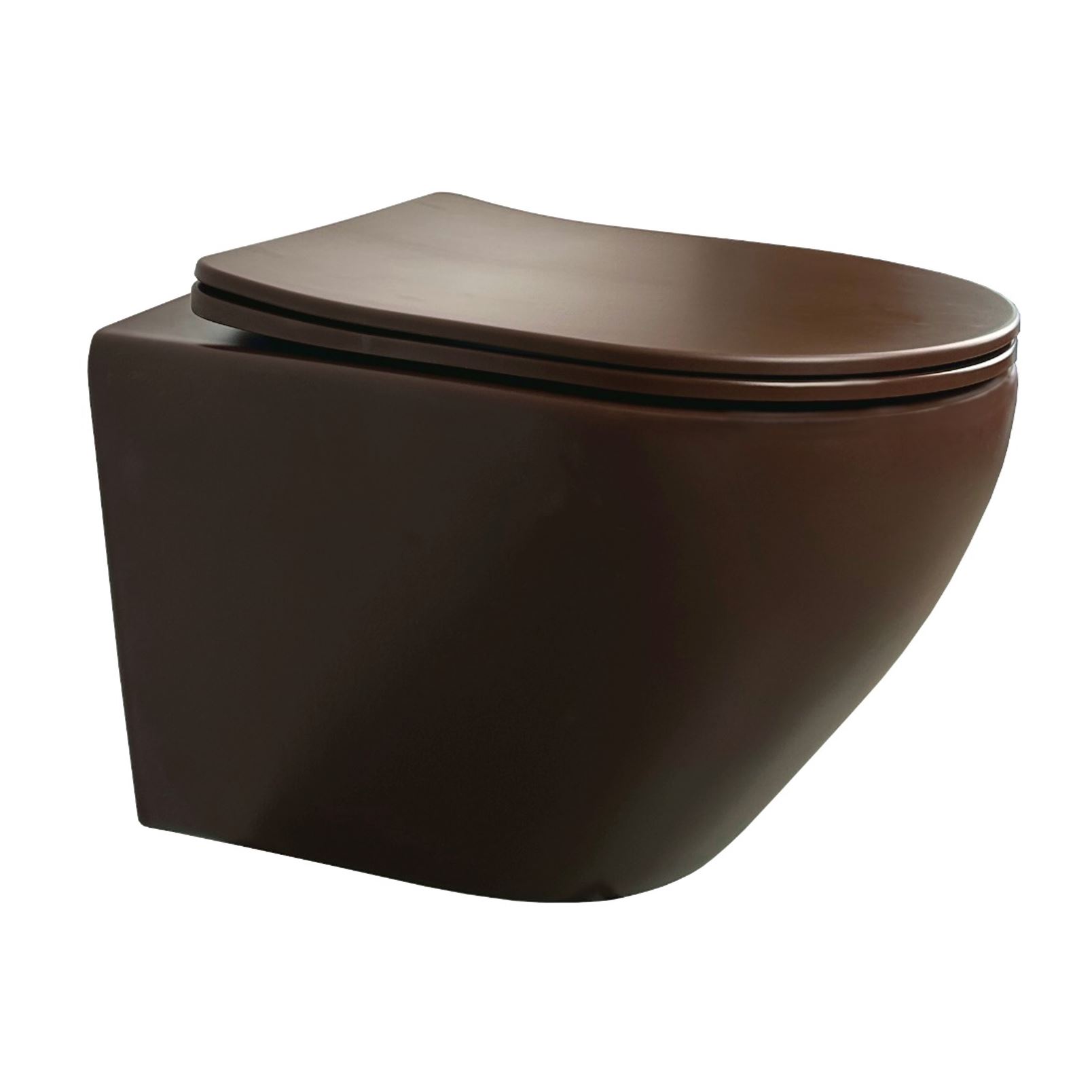 BD - Morrano-49 wandcloset zonder-spoelrand incl. zitting Mat-donkerbruin