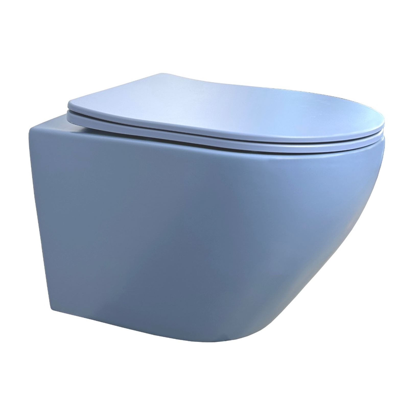 BD - Morrano-49 wandcloset zonder-spoelrand incl. zitting Mat-lichtblauw