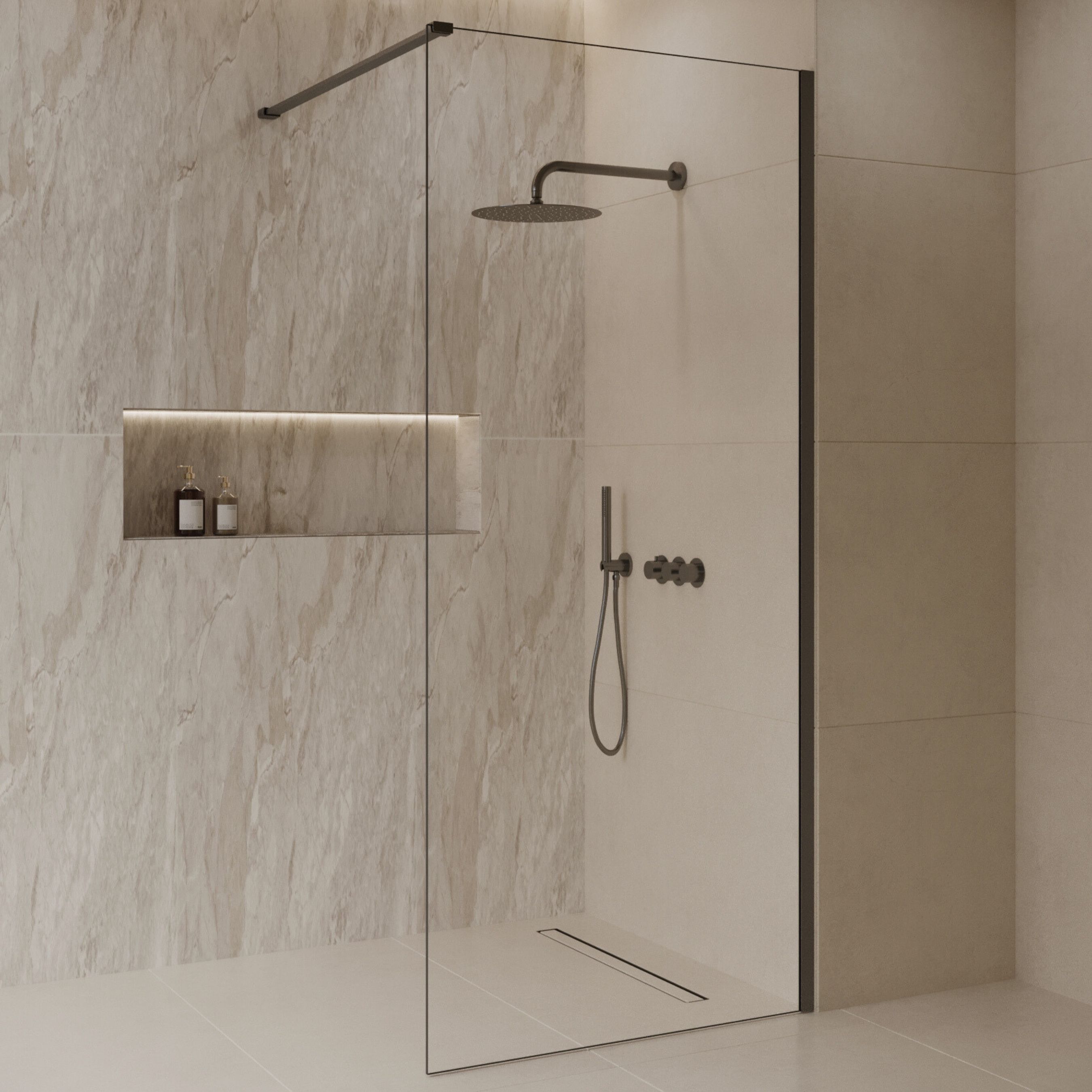 BD - Dalis -1400-Moya' inloopdouche NANO 8mm glas gunmetal