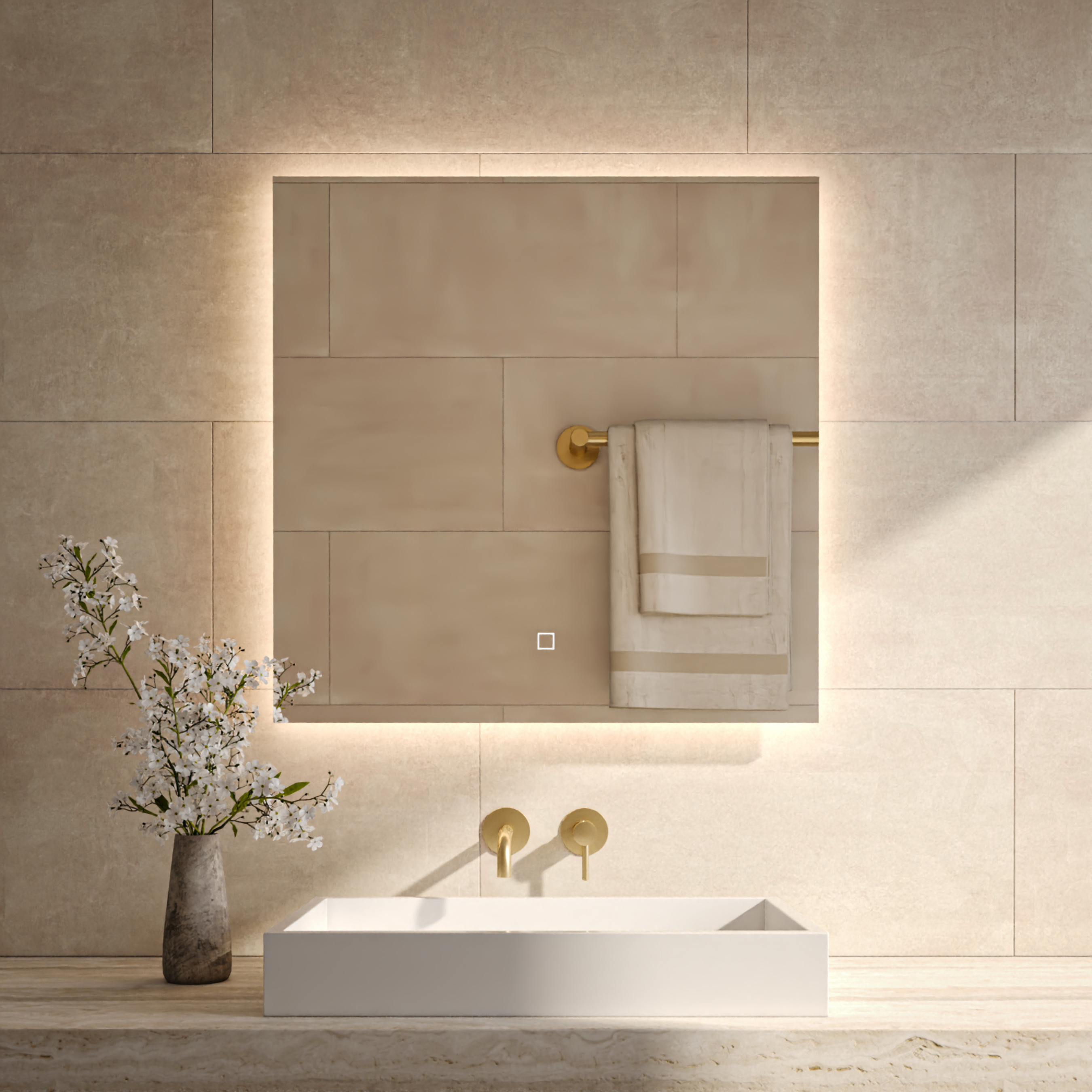 BD - Firkant vierkant spiegel incl.led verlichting 60x60cm