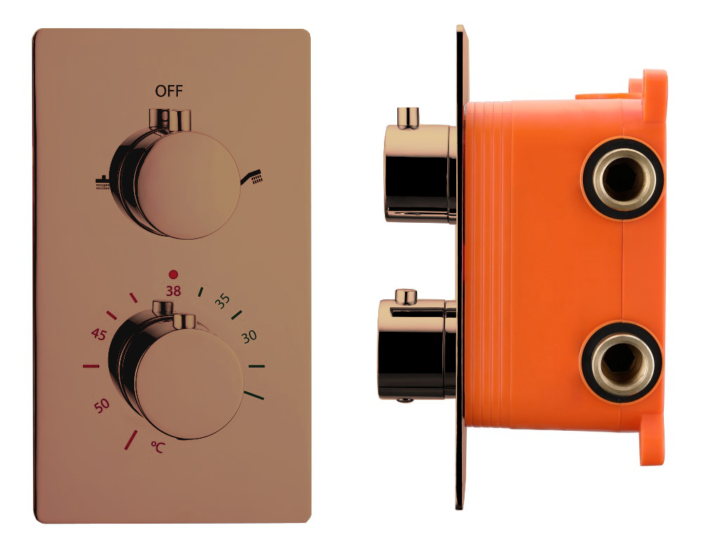 BD - Dijon inbouwthermostaat & inb.box 2-weg 1/2 Sunny-Bronze