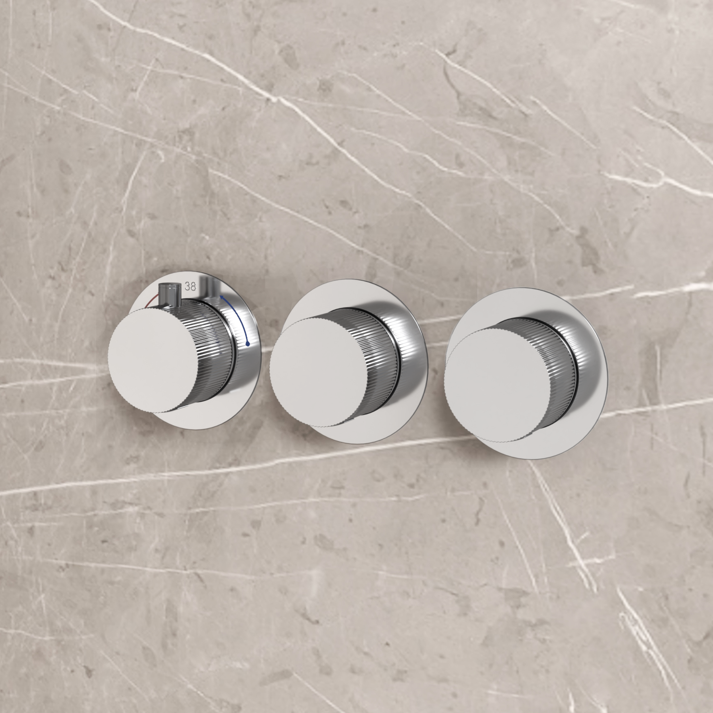 BD - High-End Chrome inbouwthermostaat incl. inb.box 2-weg 1/2 chroom