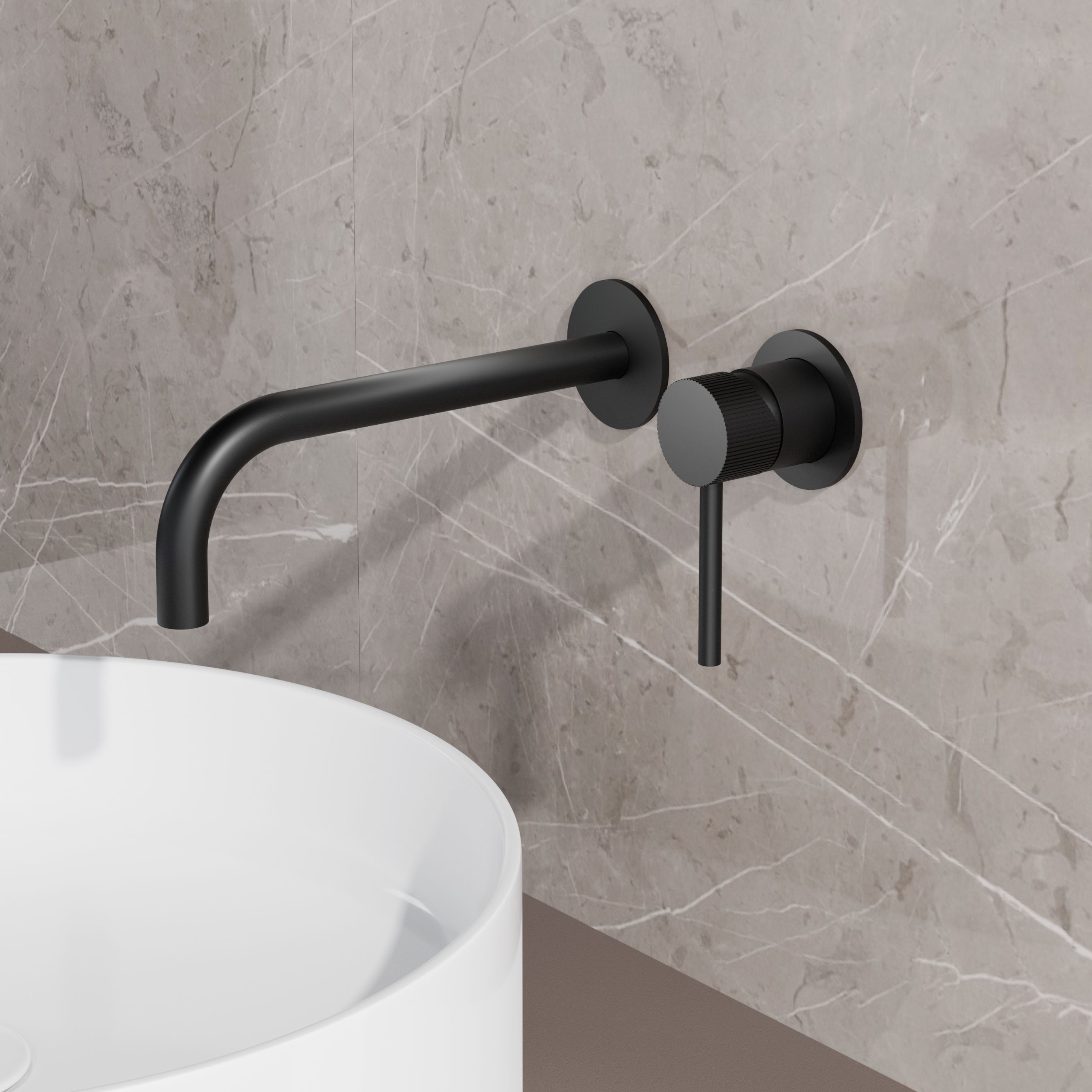 BD - High-End Nero RVS-304 inbouw-wandmengkraan inclusief inbouwbox mat-zwart