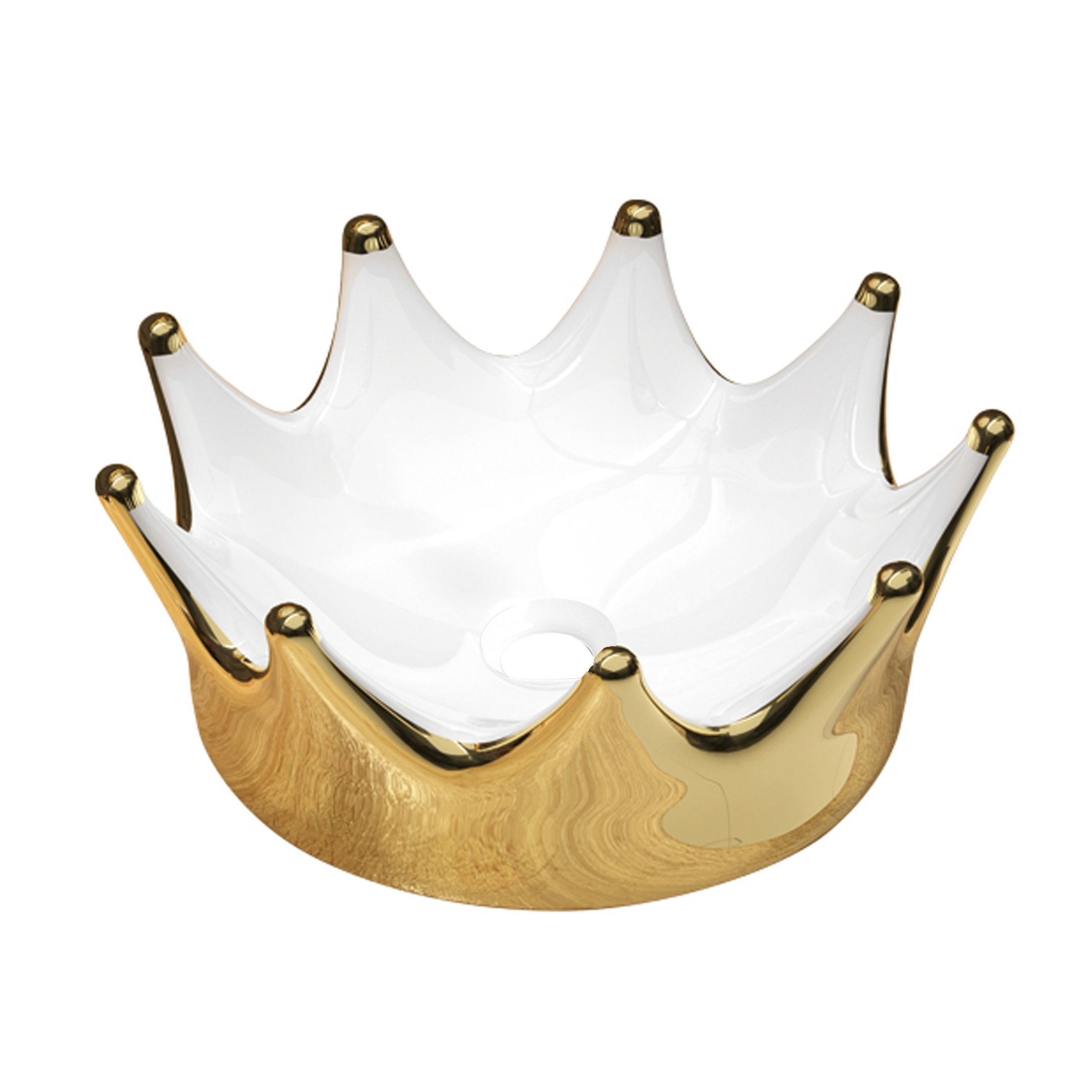 BD - Crown opbouw-waskom Diameter =40cm x H=16,5 cm Goud / Wit