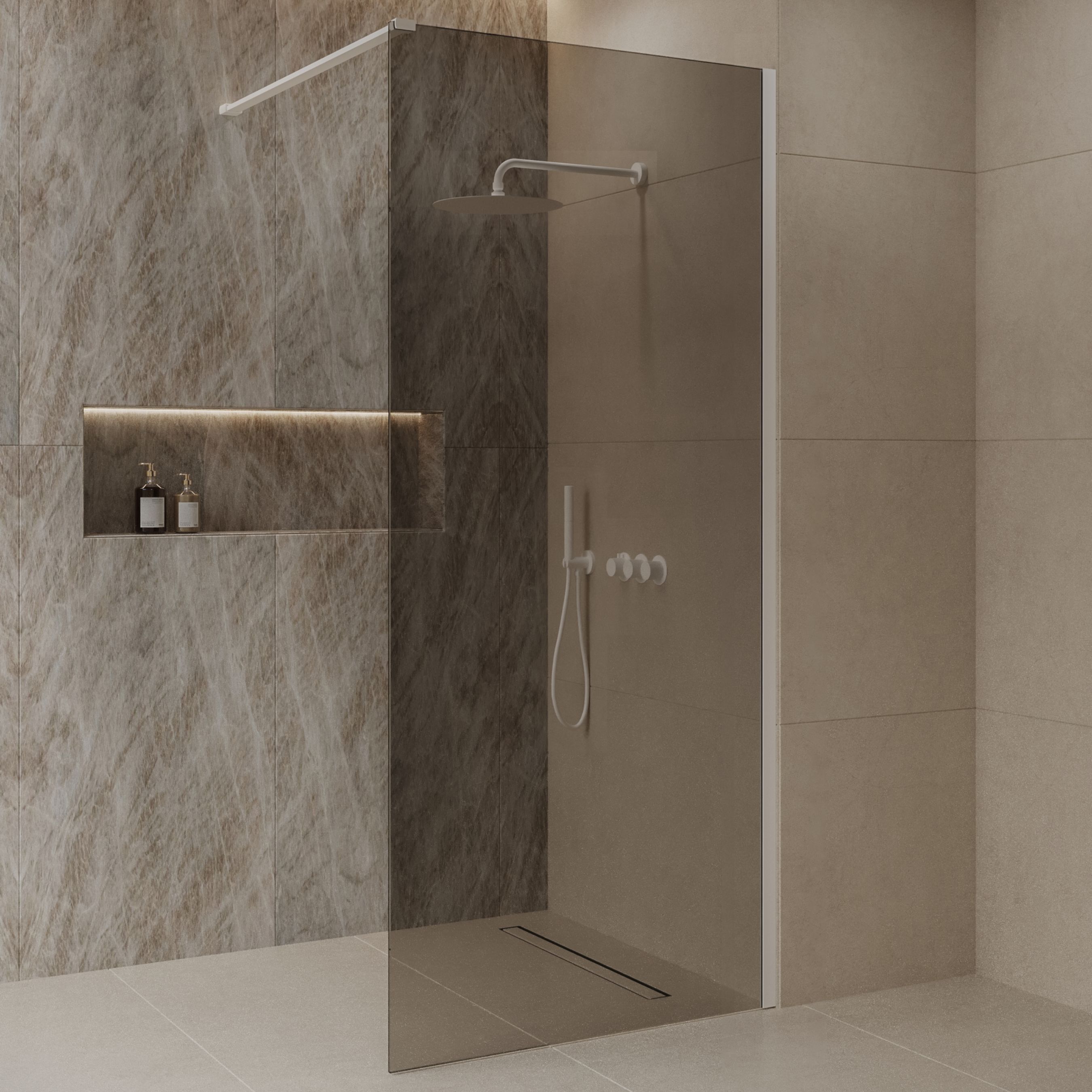 BD - Dalis -900-White-Mocha' inloopdouche NANO 8mm glas