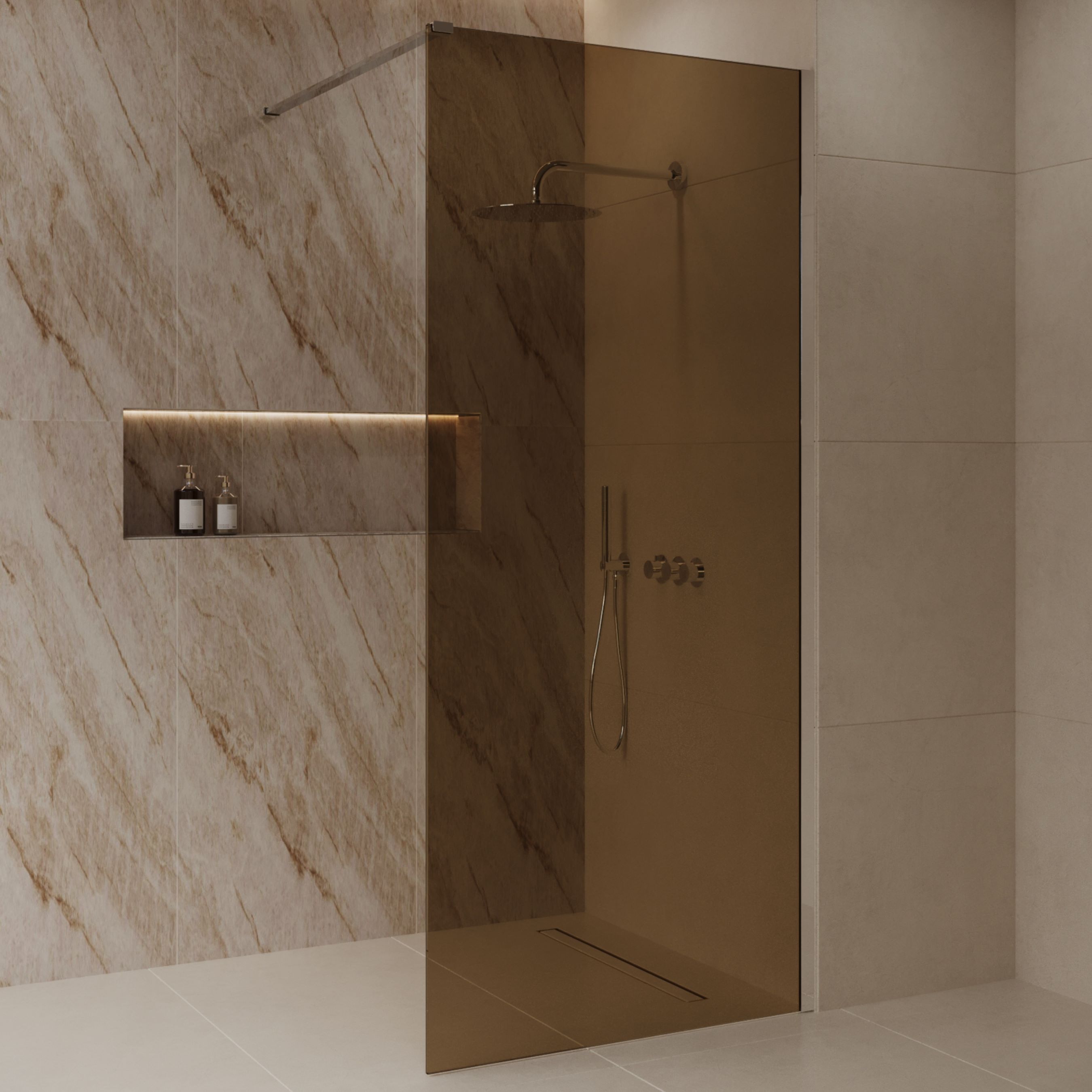 BD - Dalis -800-Chroom-Amber' inloopdouche NANO 8mm glas