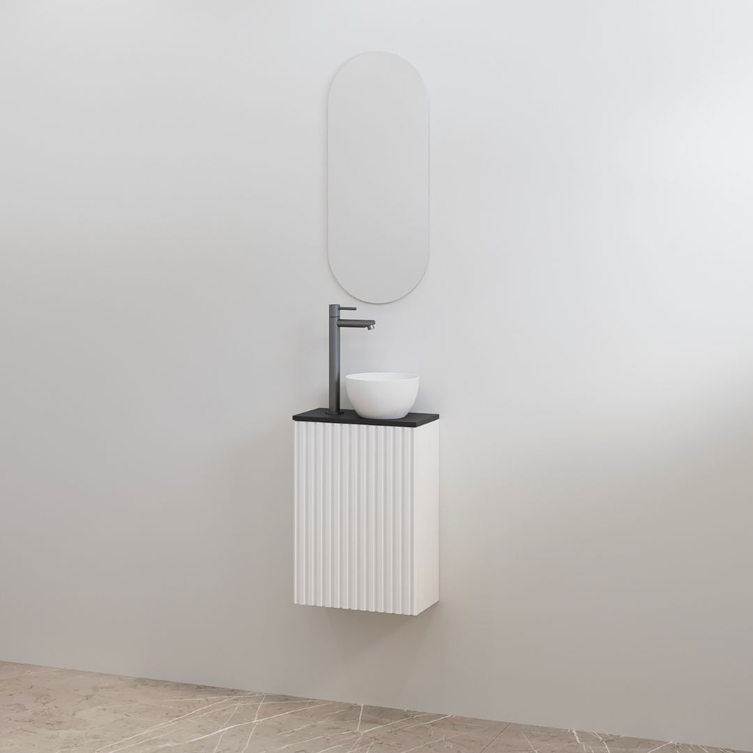 BD - toiletmeubelset Mali Mat-wit onderkast + Mat-zwart meubelblad