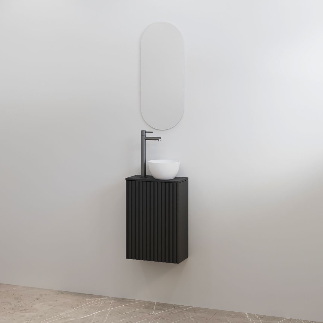 BD - toiletmeubelset Mali Mat-zwart onderkast + Mat-zwart meubelblad