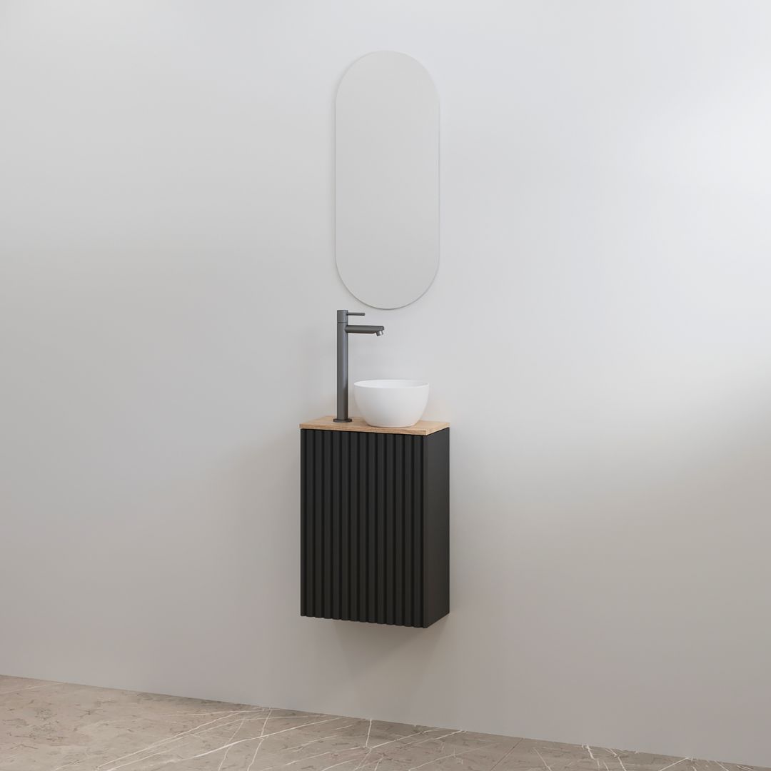 BD - toiletmeubelset Mali Mat-zwart onderkast + Halifax meubelblad