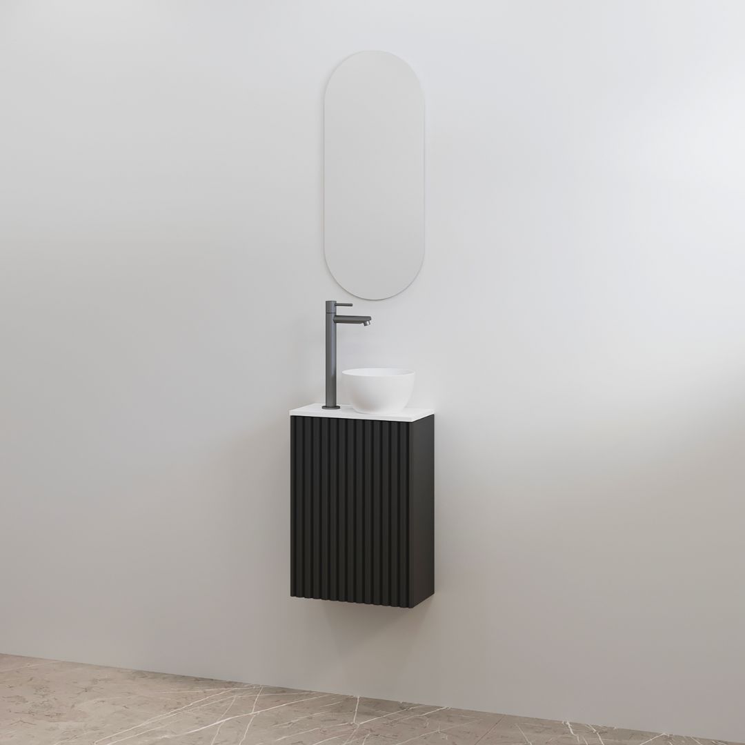 BD - toiletmeubelset Mali Mat-zwart onderkast + Mat-wit meubelblad