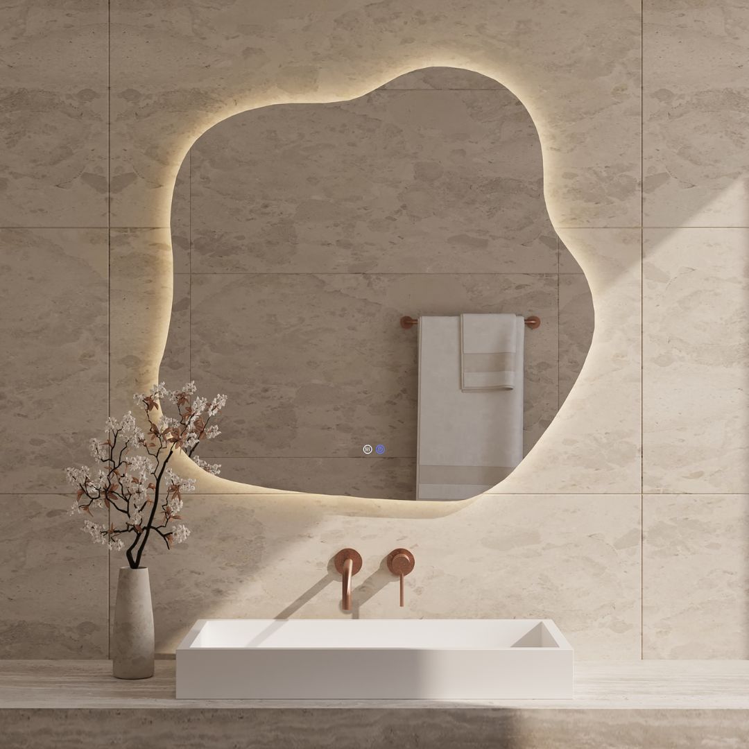 BD - Blub Organisch spiegel incl.verwarming, 3 kleuren LED verlichting, dimbaar 80x80cm