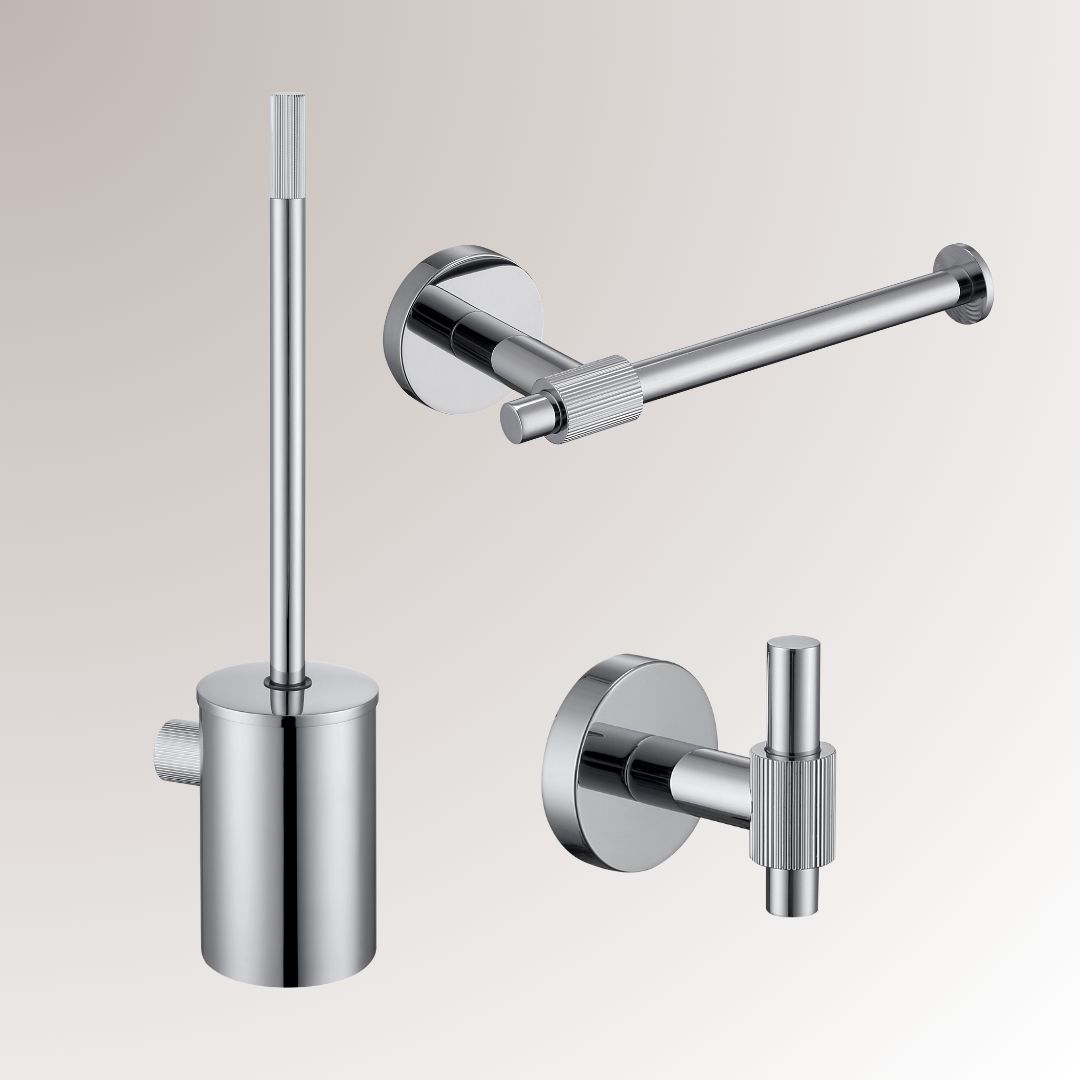 BD - One-pack High-End Chrome toilet accessoires set Chroom