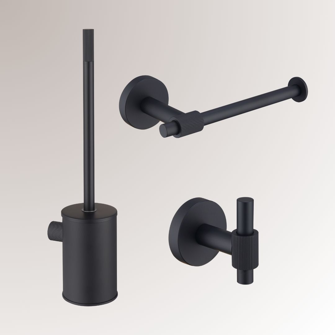 BD - One-pack High-End Nero toilet accessoires set Mat-zwart