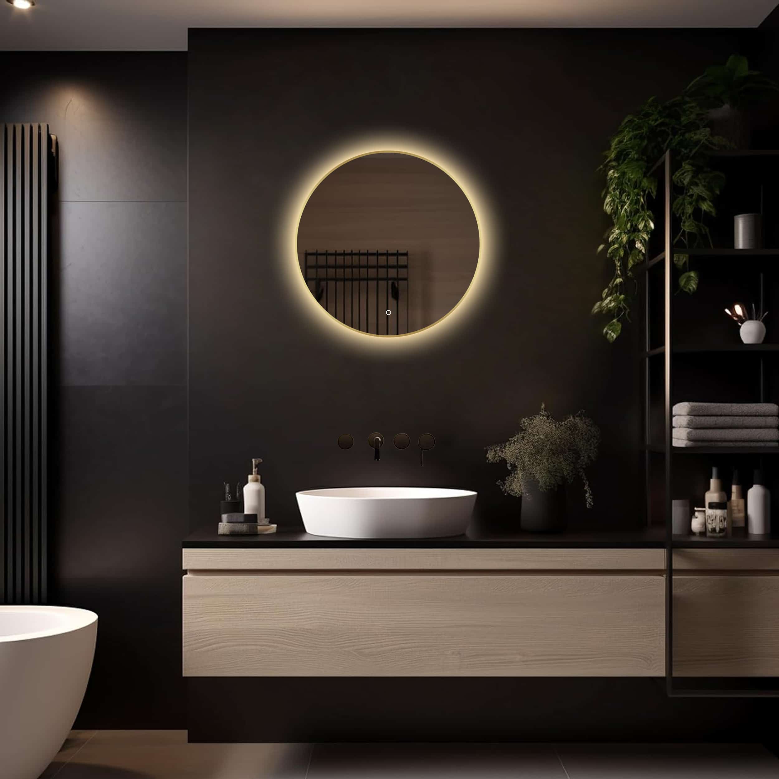 Badkamerspiegel Aurora 60x60, met Gouden Lijst
