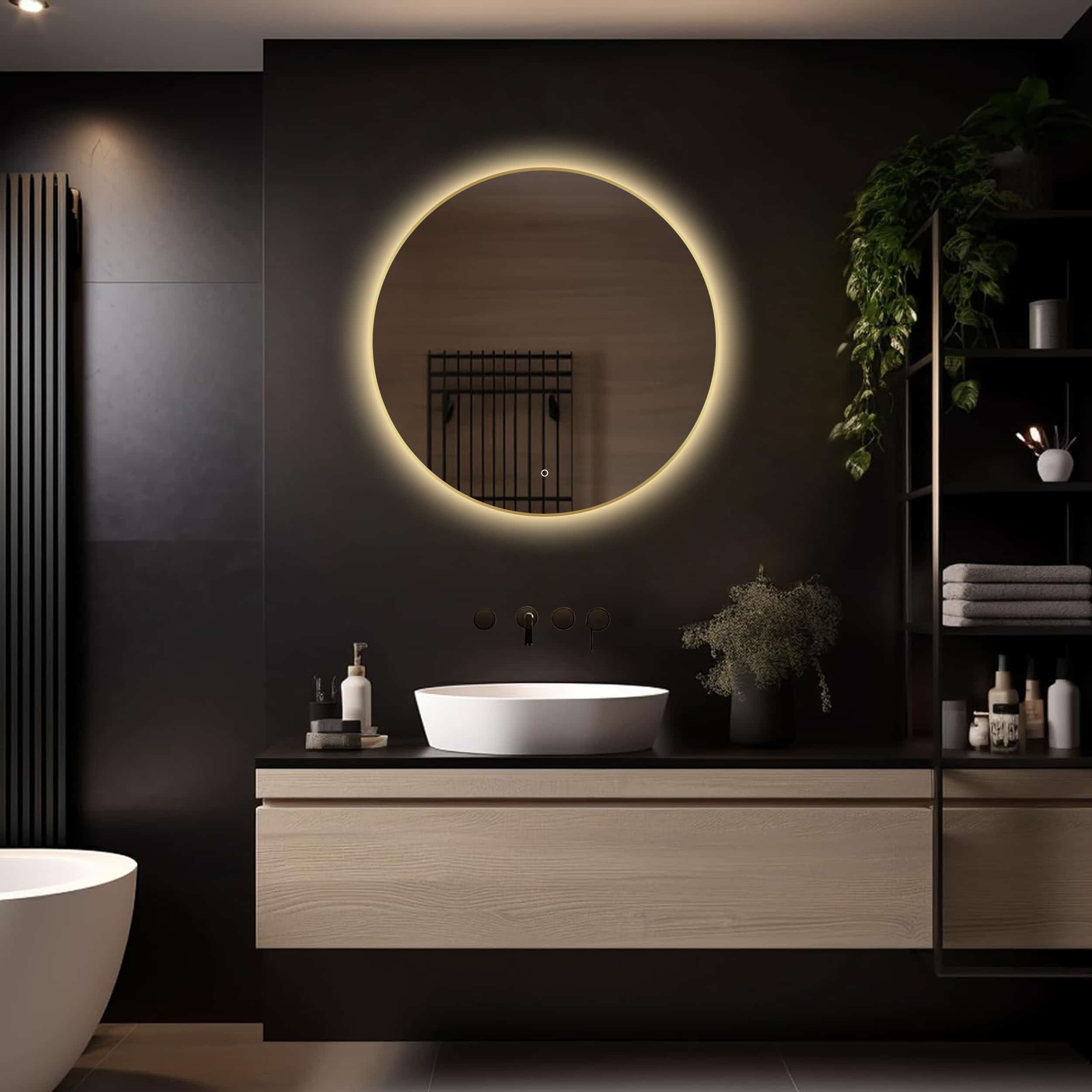 Badkamerspiegel Aurora 80x80, met Gouden Lijst