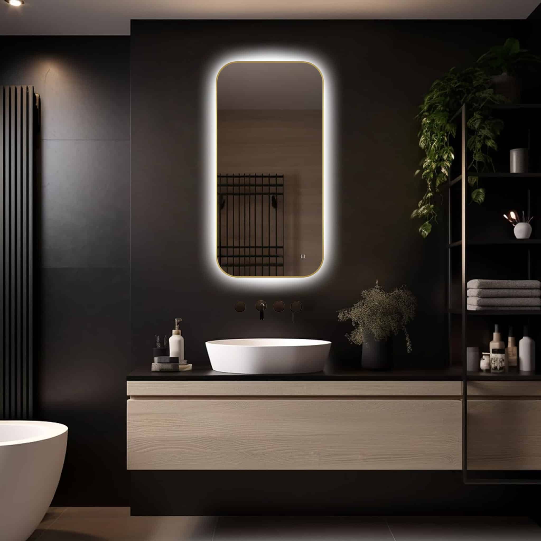 Badkamerspiegel Milano 100x50 , met gouden lijst.